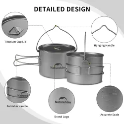 Zestaw garnków ultralekkich NATUREHIKE: gotuj i jedz wszędzie